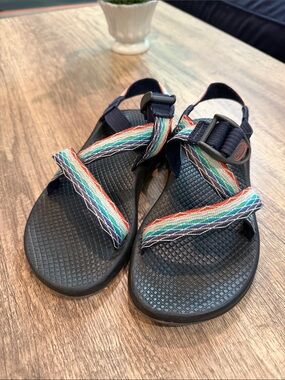 Chaco Black Sandals with Multicolor Straps